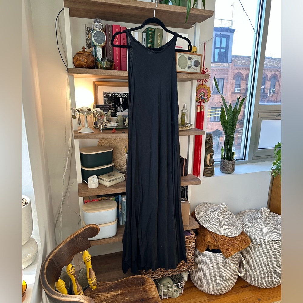 vintage • 100% linen swing maxi dress cover up